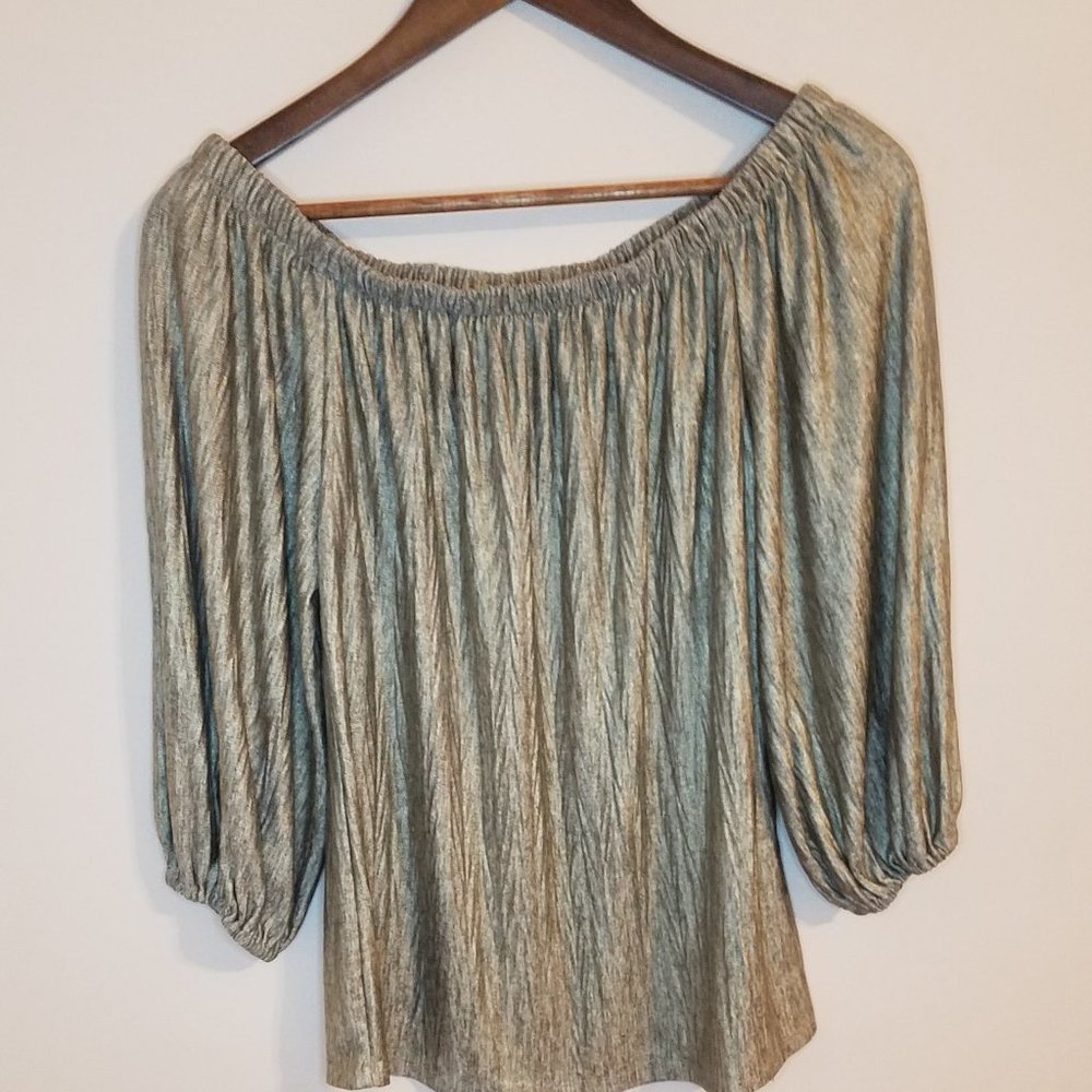 White House Black Market Silver Blouse